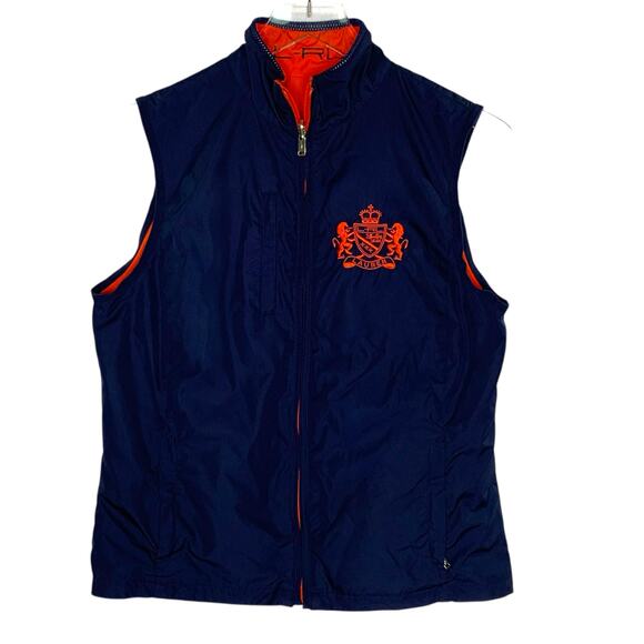 Ralph Lauren S Womens Active Reversible Crest Logo Blue Orange Vest - Picture 2 of 14